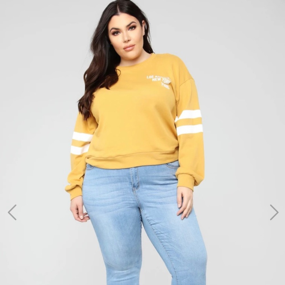 FASHION NOVA- LA To Paris Sweatshirt - Mustard